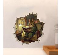 PLIGREAT 8 Pcs 3D Reading Mouse Wall Decal, Cute Sleeping Mouse Hole Wall Sticker Removable Vinyl Peel and Stick Wall Decor for Kids Room Nursery Bathroom Kitchen Home Corner Decoration