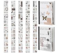 PLIGREAT 80 Sheets Vintage Washi Scrapbook Paper Stickers Aesthetic Butterfly Theme Scrapbooking Supplies Old Fashion Retro Stickers Book for Junk Journaling Scrapbooking DIY Craft