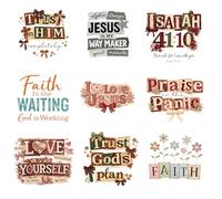 PLIGREAT 9 Sheets Faith Theme Iron on Transfers for T-Shirts, Retro Collage Heat Transfer Sticker DTF Transfers Ready to Press Sticker Patches for Clothes Hoodie Tote Bag Pillow Cover DIY Decor