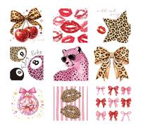 PLIGREAT 9 Sheets Lucky Pattern Iron on Transfers for T-Shirts, Leopard Print Heat Transfer Sticker DTF Transfers Ready to Press Sticker Patches for Clothes Hoodie Tote Bag Cover DIY Decor