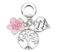 PLIGREAT 925 Sterling Silver Bible Family Heart Rock Charm Pink Cherry Blossoms Tree of Life Pendant Beads Charms for Women Necklaces Bracelets Jewelry Making Beads DIY Birthday Gifts