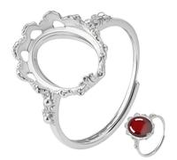 PLIGREAT 925 Sterling Silver Ring Blank, 10×14mm Adjustable Empty Ring Bases Floral Cameo Rings Holder Settings for Women Handmade Jewelry Making DIY Crafts, Silver