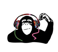 PLIGREAT Banksy Monkey Wall Sticker Listening to Music Headphones | Gorilla Graffiti Removable Decal, Peel And Stick Wall Art, Dj Monkey Vinyl Mural Stickers, Bedroom Living Room Playroom Decor