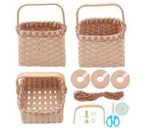 PLIGREAT Basket Weaving Kit Coil Basket Making Kit for Beginners Adult DIY Crafts Paper Rattan Weaving Basket Kit Small Square Storage Basket with Handle Home Decor
