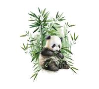 PLIGREAT Big Panda Watercolor Wall Stickers, Removable Vinyl Peel and Stick Wall Decals for Nursery Bedroom Playroom, Cute Bamboo Animal Art Home Decor