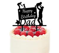 PLIGREAT Birthday Cake Toppers, Black Acrylic Cake Toppers Cupcake Toppers, Happy Birthday Dad Cake Topper for Fathers 30th 40th 50th Birthday Party Cake Decorations Cake Shops Supplies