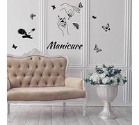 PLIGREAT Butterfly Manicure Quotes Wall Stickers Removable Vinyl Wall Decals for Woman Bedroom Nail Studio Beauty Salon Manicure Counter Wall Decorations DIY Indoor Wall Art Decor