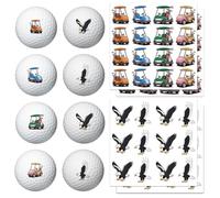 PLIGREAT Cartoon Eagle Golf Ball Markers 56 Pcs Golf Cart Pattern Golfs Ball Marking Stickers for Identify Golfs Balls 4 Sheets Golfing Balls Customise Markers Golfer Gift Golfing Accessories