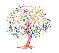 PLIGREAT Colorful Music Tree Wall Stickers, Gradient Musical Notes Wall Decal Musical Theme Art Decor for Bedroom Living Room Garden Music Room Classroom Decoration