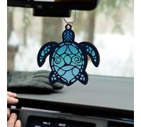PLIGREAT Creative Car Hanging Ornament Sea Turtle Wood Decorative Charms Car Rear View Mirror Accessories for Interior Rearview Door Holiday Christmas Tree Decor Gifts