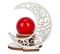 PLIGREAT Crescent Moon Shape Sphere Stand Wooden Creative Standing Base Crystal Sphere Holder Small Glass Ball Display Support Natural Stone Collection Home Decorative Pedestal