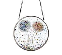 PLIGREAT Dandelion Stained Suncatchers Glass Sun Catchers Crystal Acrylic Light Catcher Patio Garden Hanging Tree Ornaments for Living Room Bedroom Window Decoration Wall Art Decor Memorial Gifts