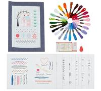 PLIGREAT DIY Stitch Book Embroidery for Beginner Adults, Embroidery Stitch Guide Sewing Practice Samplers Set with 24 Colours Embroidery Floss, 2 Threaders, 1 Set of 16 Needles, 8 Pages