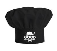 PLIGREAT Funny Mr.Good Looking is Cooking Chef Hat, Adjustable Kitchen Cooking Hat Black Universal Chef Cap for Men Father Husband Grilling Baking Chef Gift