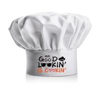 PLIGREAT Funny Mr.Good Looking is Cooking Chef Hat, Adjustable Kitchen Cooking Hat White Universal Chef Cap for Men Father Husband Grilling Baking Chef Gift
