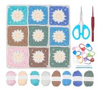 PLIGREAT Granny Square Crochet Blanket Kit for Crochet Lovers DIY Crochet Kit with Video Instructions Adults Crocheting Knitting Kit