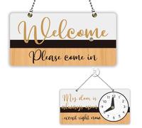 PLIGREAT Interesting Text Signs Double Sided Open Closed Sign Business Welcome Hours Acrylic Plaque for Retail Store Bar Cafes Window Wall Decor Hanging Door Sign with Chain, 30x15 cm