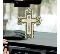 PLIGREAT Knot Cross Car Hanging Ornament Rear View Mirror Accessories Car Creative Wood Decorative Charms for Interior Rearview Door Holiday Christmas Tree Decor Gifts