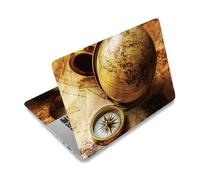 PLIGREAT Laptop Skin Sticker Decals Fits 12" 13" 13.3" 14" 15 inch Laptop Universal Vintage Compass Style Vinyl Reusable Notebook Watercolor Art Protector Netbook PC Cover Decal