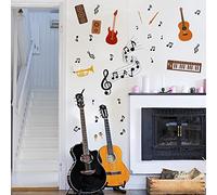 PLIGREAT Musical Instruments Wall Decals, Musical Notation Wall Stickers, Peel and Stick Wall Decals Removeable Stickers for Music Room Basement Bands Teens Bedroom Wall Decorations