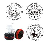 PLIGREAT Personalized Library Book Stamp, Self Inking Stamps Custom-Made Teachers Stamps Wedding Address Name Stamp Customized Business Stampers for Handcrafts Shop Owners Book Lovers Birthday Gifts