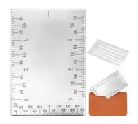 PLIGREAT Pocket Rule Tool, Square Edged Precision Ruler Compact Finish Drafting Ruler with Leather Card Case Metal Woodworking Rulers for Architect Techie Engineer Machinist DIY Projects, 9x5cm