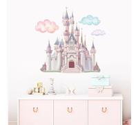 PLIGREAT Princess Castle Wall Decals, Watercolor Cloud Castle Wall Sticker, Large Removable Peel and Stick Wall Decal for Girls Bedroom Nursery Living Room Home Indoor Wall Art Decoration