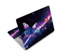 PLIGREAT Purple Butterflies Laptop Skin Sticker Decals Universal Vinyl Reusable Notebook Glowing Star Decal Watercolor Art Protector Cover for 12" 13" 13.3" 14" 15 inch Laptop Netbook