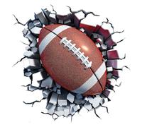 PLIGREAT Rugby Break Through Wall Decals, 3D Broken American Football Wall Stickers Removable Vinly Watercolor Style Mural Stickers for Sport Fans Bedroom Living Room Home DIY Decor, 2 Sheets