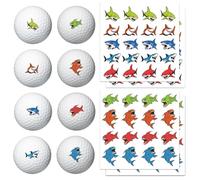 PLIGREAT Shark Golf Ball Markers 72 Pcs Piranha Golf Ball Marking Stickers for Identify Golfs Balls 4 Sheets Golfing Balls Customise Markers Golfer Gift Golfing Accessories