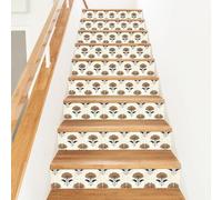PLIGREAT Small Flower Tiles Pattern Stair Risers Decals, 15 Pack Peel and Stick Staircase Stickers Self-Adhesive Creative Art Staircase Murals for Steps DIY Home Hotel Stair Makeover Decor, 18x100cm