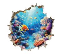 PLIGREAT Under Sea Wall Stickers Ocean Fish Vinyl Decals 3D | Peel and Stick Ocean Life Wall Decals for Bathroom Nursery Living Room, 3D Underwater Sea Creature Stickers