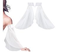 PLIGREAT Victorian Long Tulle Gloves White Women's Chiffon Detachable Sleeves for Wedding Dress Cosplay Costume Goth Medieval Party Pageant Clothe Accessories