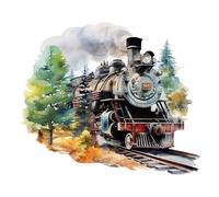 PLIGREAT Watercolor Train Railway Landscape Wall Stickers, Removable Vinyl Peel and Stick Wall Decals for Nursery Bedroom Playroom Wall Decoration Home Indoor DIY Wall Art Decor