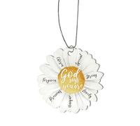 PLIGREAT White Daisy Car Wooden Ornament Rear View Mirror Accessories God Says You are Lovely Inspirational Quotes Car Charms Wooden Decorative for Window Door Christmas Tree Decor Pendant Gifts
