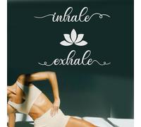 PLIGREAT White Louts Wall Decals, Inhale Exhale Wall Stickers Removable Vinyl Decor for Bedroom Living Room Yoga Studio Background DIY Creative Art Home Indoor Decorative