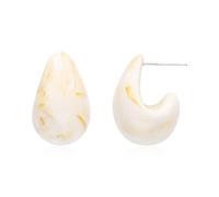 Plikin TearDrop Earrings For Women Chunky White Hoop Earring Lightweight Hollow Open Waterdrop Earrings