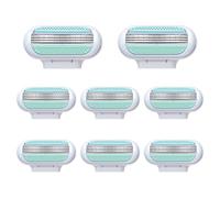 Plimbin 8 Pack Replacement Razor Blades for Gillette Venus Extra Smooth Women's Razor Blade Refills, 3 Layer Blade & Pivoting Head Design, Effortless Glide (Blue)