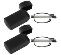 Plimbin Folding Reading Glasses 2.5×, 2 Pair Portable Compact Foldable Pocket Reading Glasses with Slim Black Flip Case, Blue Light Blocking Reading Magnifying Glasses for Men and Women (2.5+)