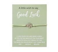 Plimbin Good Luck Bracelet, Make a Wish Four Leaf Clover, Xmas Lucky Shamrock Charm, Thoughtful Bracelet Gift for Good Luck at School University Exams New Job