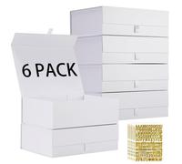 PLINJOY 6 Pack White Gift Box,9.5x6x3 Inch Bridesmaid Proposal Box with Magnetic Lid,Gold Letter Stickers,Shredded Paper Filler For Wedding Packaging, Present, Birthday,Christmas