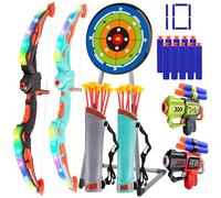 PlinkPlunk Bow and Arrow Set for Kids, 2-Pack LED Light Up Archery Set Kids Toy Age 3-12 Boys Toys Age 6 7 8, Outdoor Toys for 5-9 Year Old, Birthday Gifts Toys for 4 5 6 7 8 9 10 Year Old Boys Girls