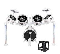 PlinkPlunk Upgraded Cool Kids Drum Kit for Toddlers 1-3, Kids Jazz Drum Sets with 5 Drums, Light up Band Rock Drum Set Ages 3-5, Musical Instrument Toys Gifts for Boys Girls 2-5 4-6 5-8 (All Plastic)