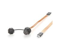 Plinkwirekb IP67 USB 3.1 Type-C Male to Female Extension Cable 10Gbps Flush Panel Mount USB C FPC Ribbon Flat Cable 100W for Data Transfer,0.2M