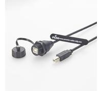 Plinkwirekb IP67 Waterproof USB 2.0 Type-B Panel Mount Extension Cable - Male to Female, Rugged Design for Industrial & Outdoor Use(0.3M)