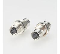 Plinkwirekb M12 B-Coded Bulkhead Connector Adapter, Female to Female, Panel Mount, IP67, PROFIBUS RS-485, Data Transfer