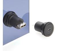 Plinkwirekb Mini USB Female to USB A Female Adapter 22mm Jack to A Jack Round Panel Mount Adapter Mini USB 5pin Connector (1pc)