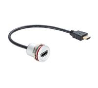 Plinkwirekb Round Panel Mount HD-MI 1.4 Extension Cable 1080P 4K 60Hz HD-MI Male to Female Flush Dash Mount Cable Threaded Fixed Mount HD Cord for UHD TV Player Car Motorcycle(0.3M/1FT)