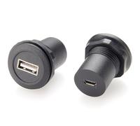 Plinkwirekb Round Panel Mount USB 2.0 A Female to Micro USB Female Coupler Extender Adapter, 5 Pieces