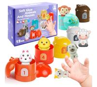 Plinrax Toys for 1 2 3 Year Old Girls Boy, Farm Animals Stacking Toys, Montessori Learning Toys for Toddlers, Matching Counting Colour Sorting Toy,s for Kids Boy Girl Birthday